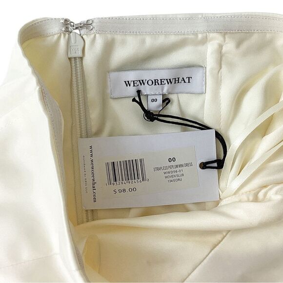 WeWoreWhat Size 00 NWT Strapless Peplum Mini Dress in Ecru Cream Ivory - Picture 5 of 9